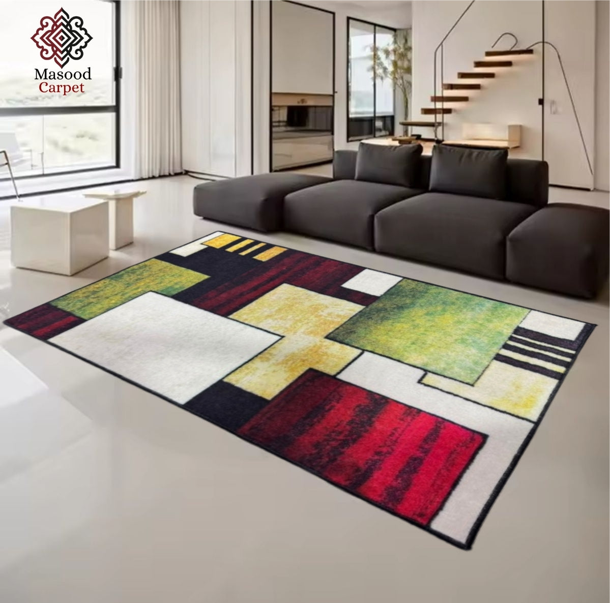 Digital Geomstric Non-Woven Rug