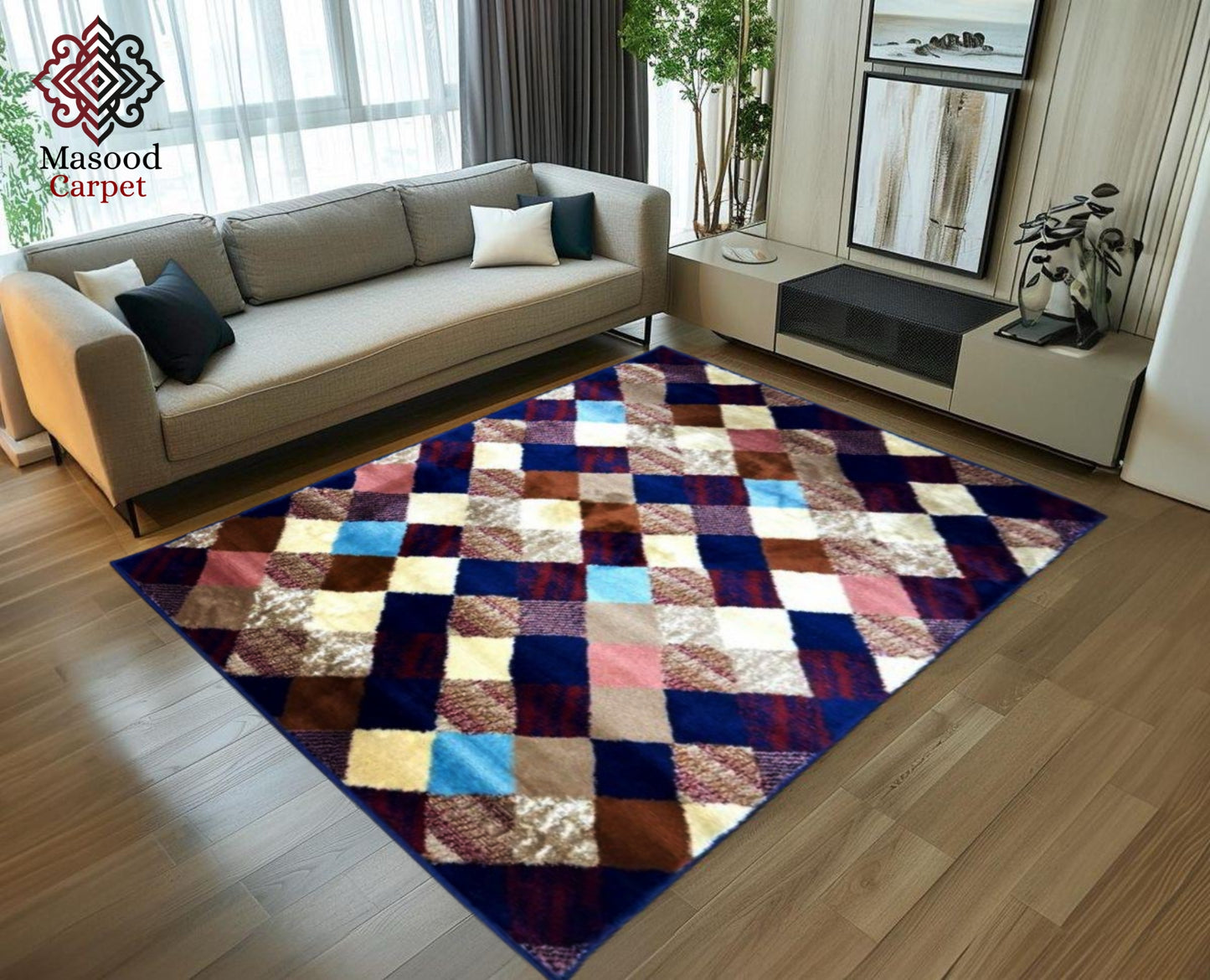 Asian Check large Rug
