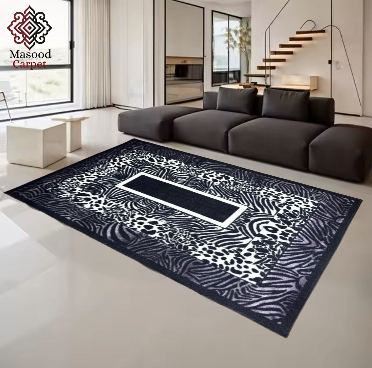 Black Tiger Non-Woven Rug