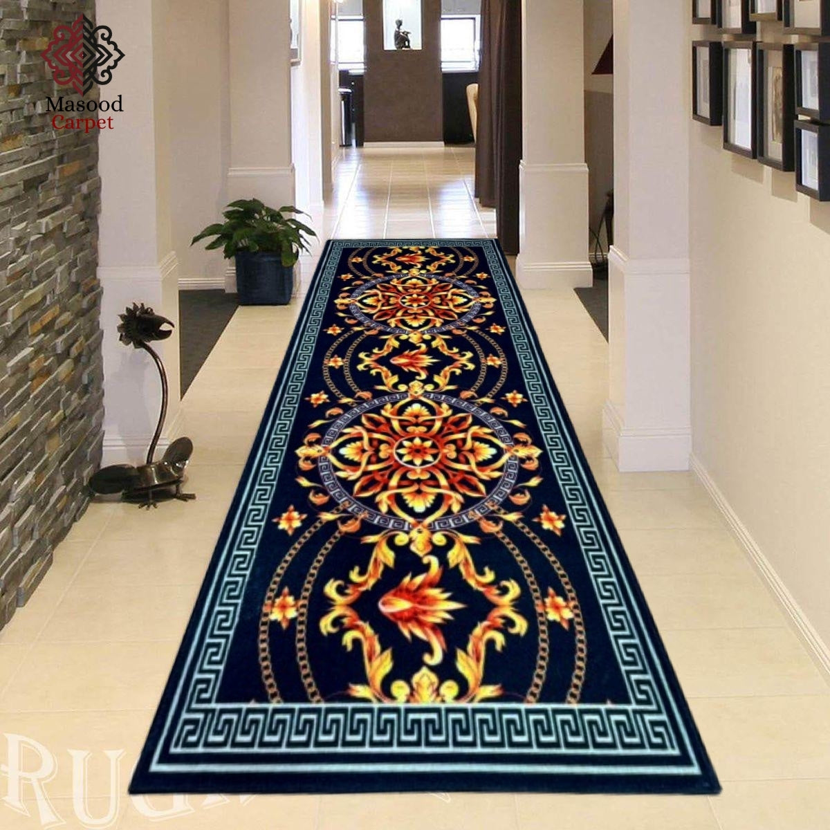 Jet Black Versachi and flower Runner