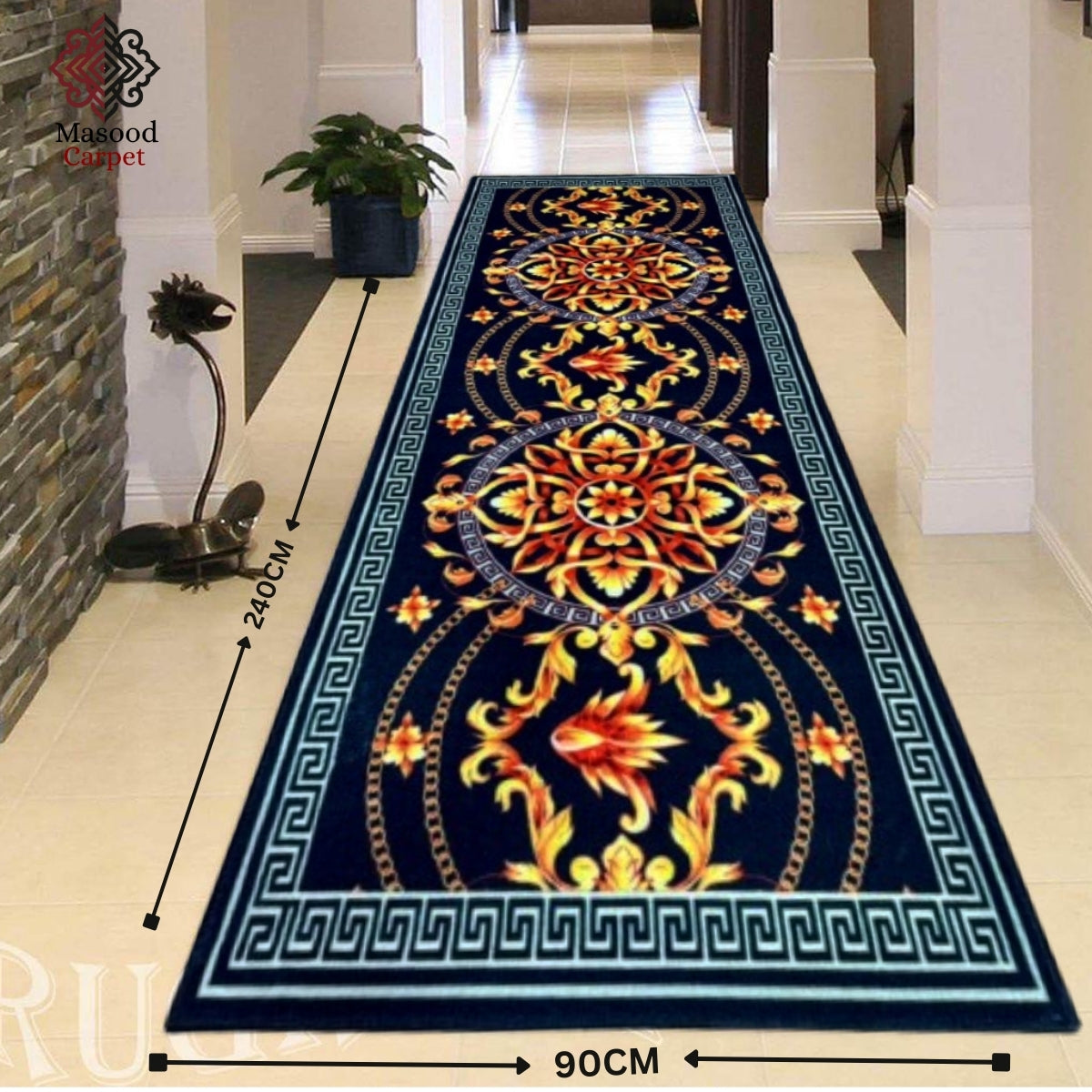 Jet Black Versachi and flower Runner