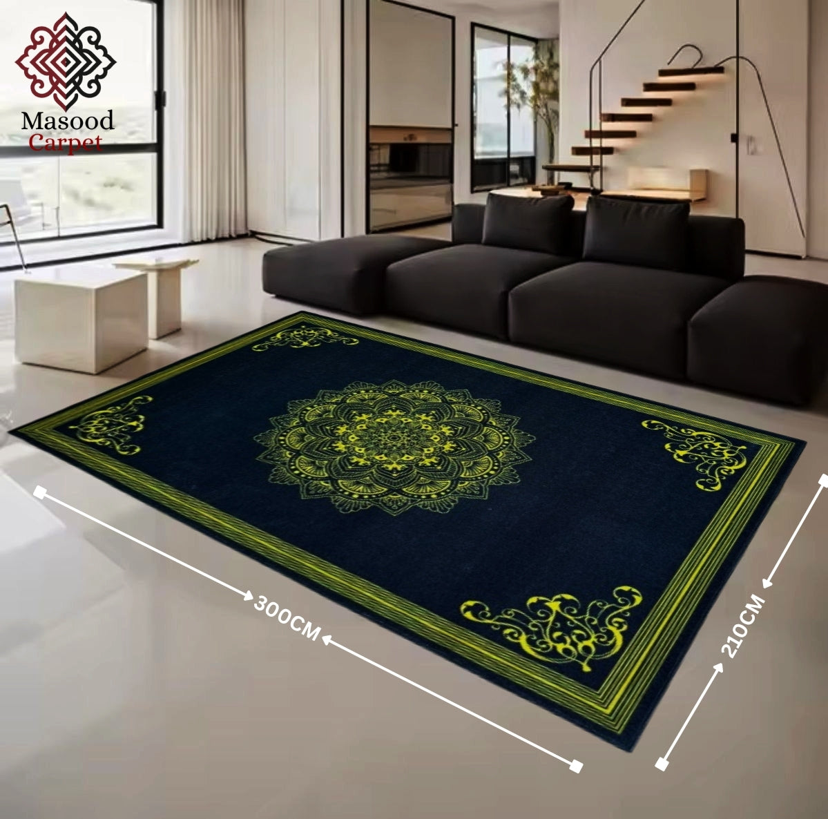 Digital Black Printed Non-Woven Rug