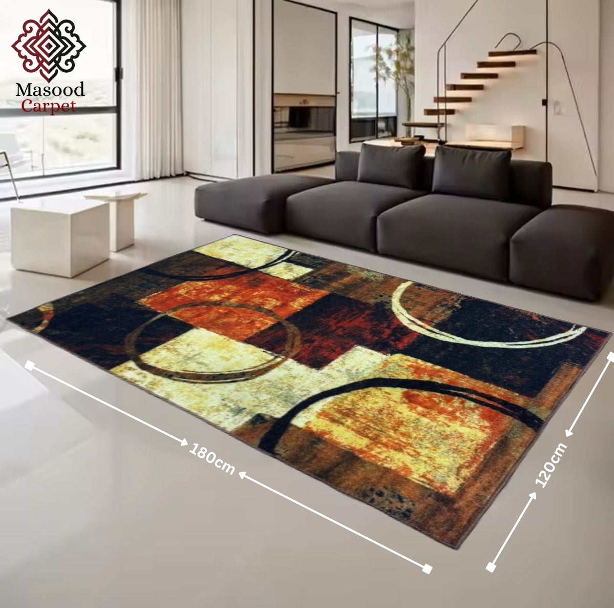 Digital Circle Printed Non-Woven Rug