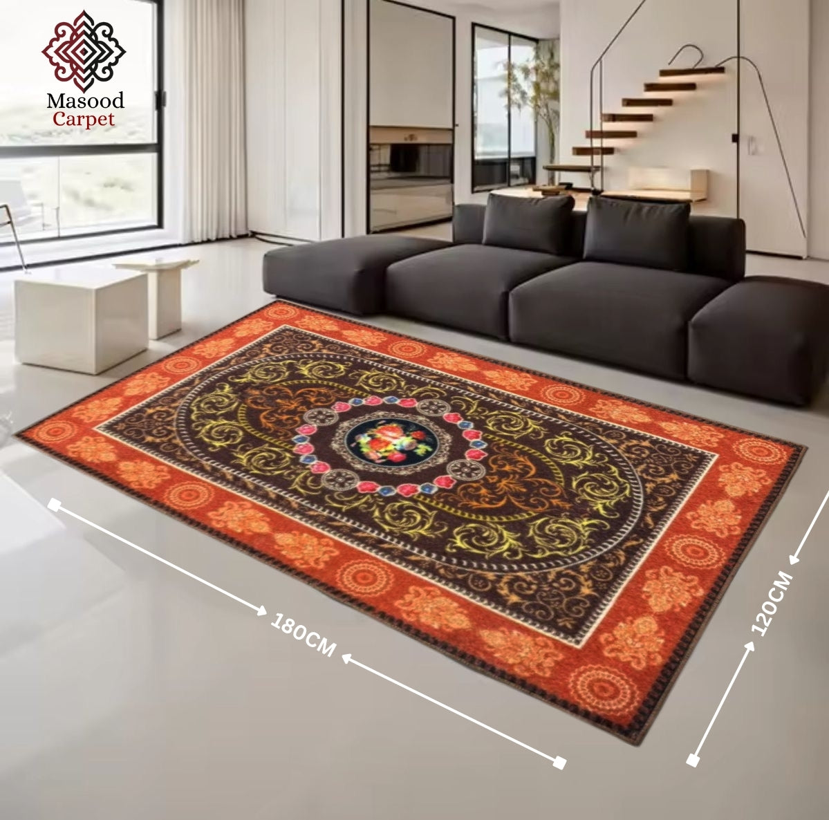 Brown Flowerel Non-Woven rug