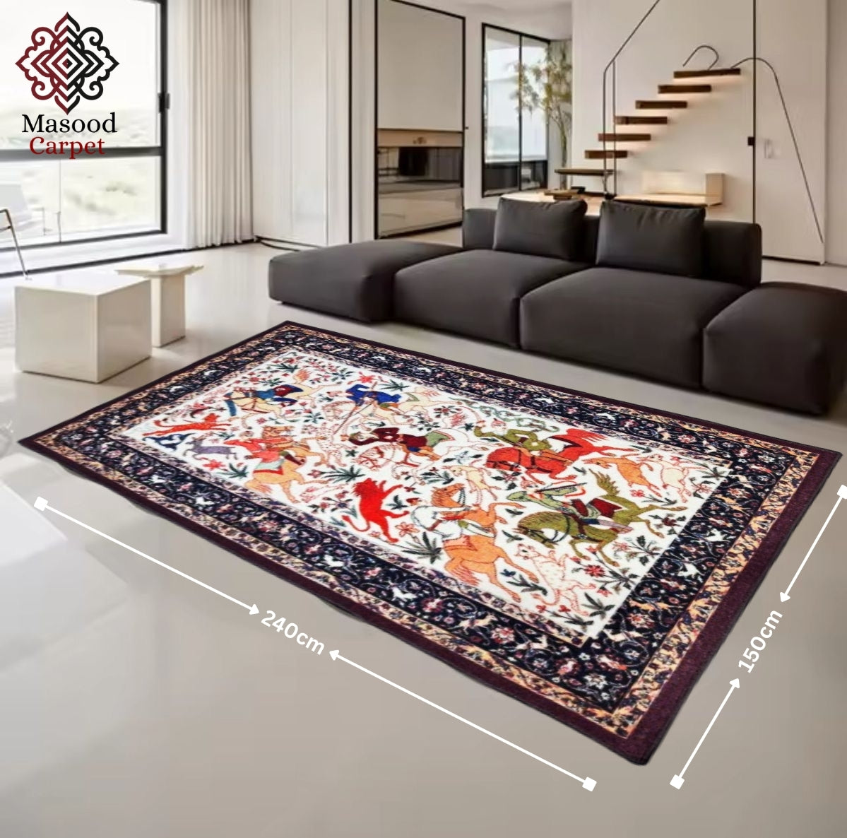 Shikargah Traditional Printed Non-Woven Rug