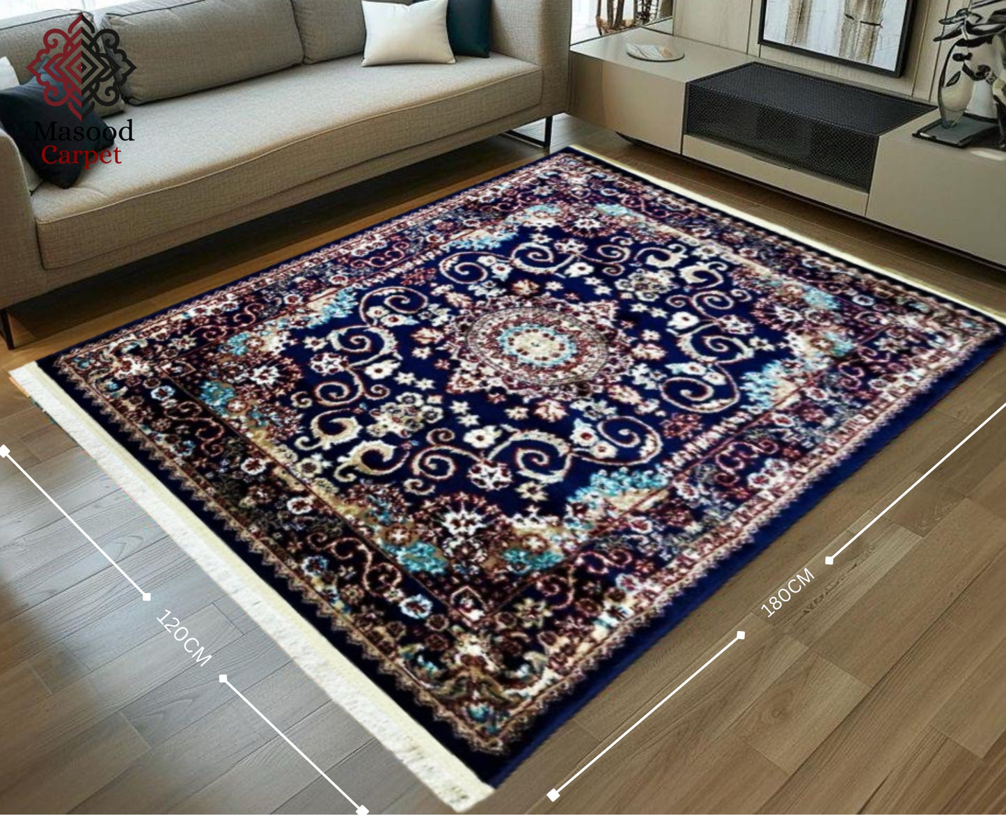 Black and Ferozi jute Rug