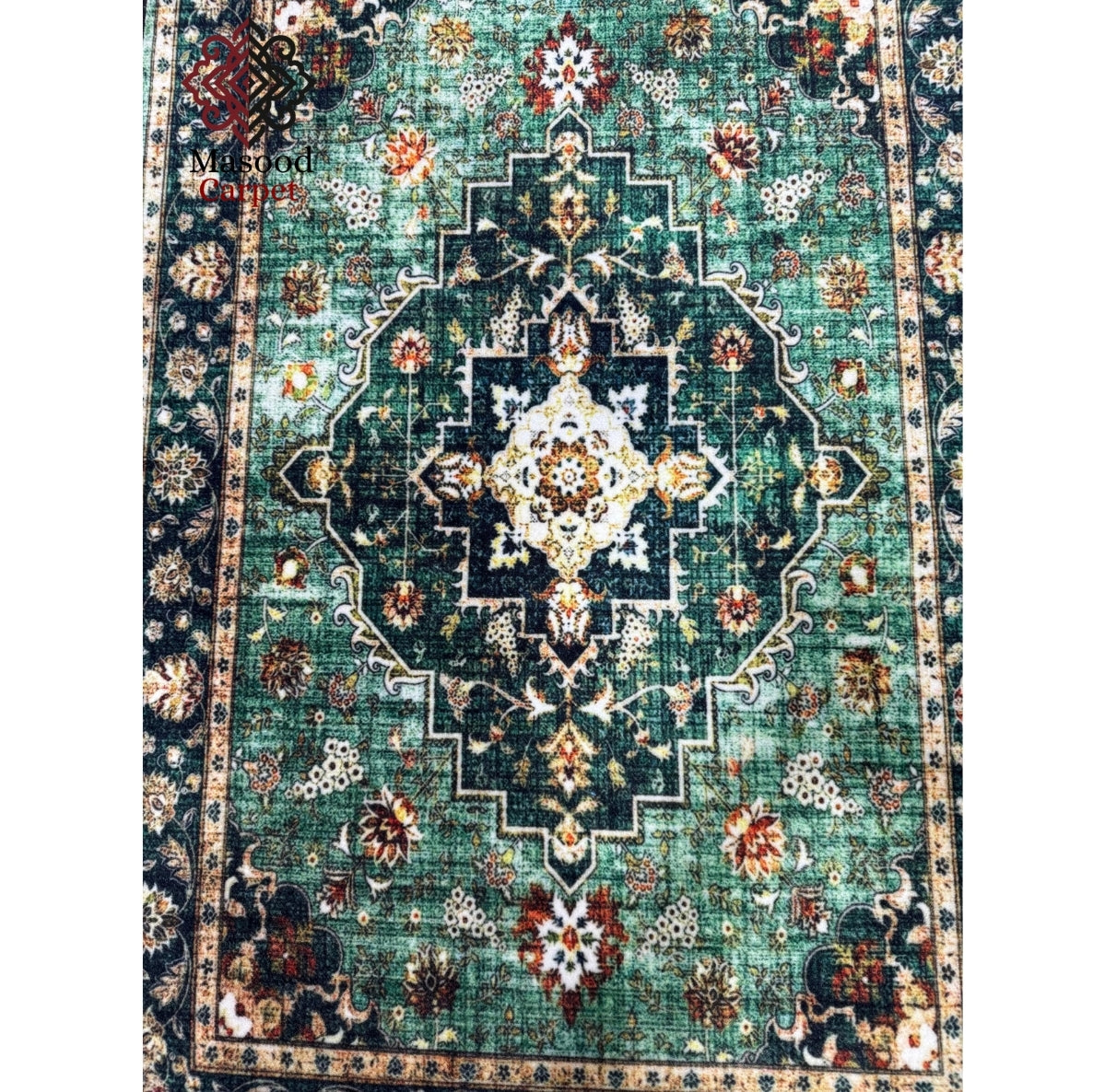 Green Traditional Printed Non-Woven Rug
