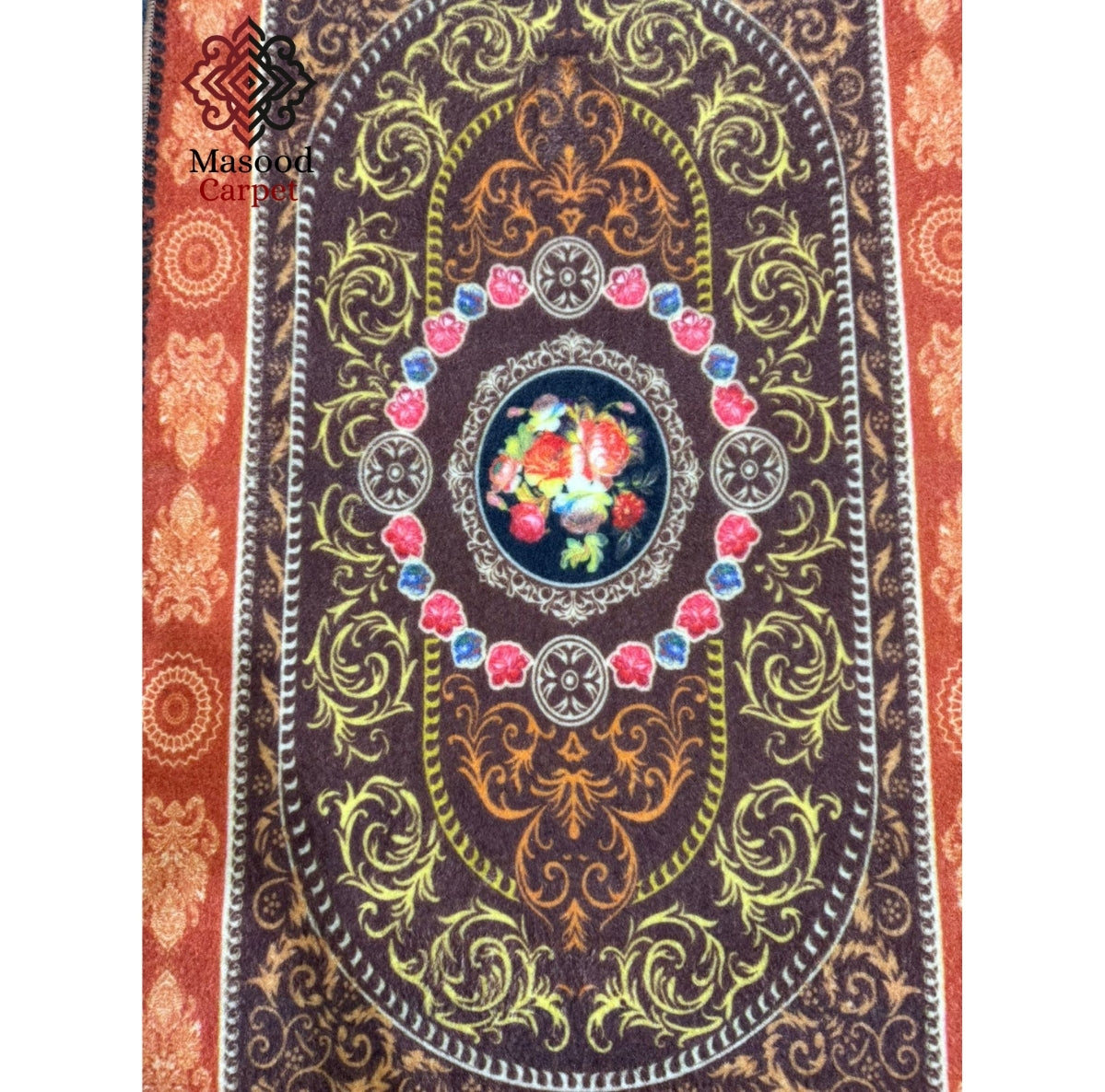 Brown Flowerel Non-Woven rug