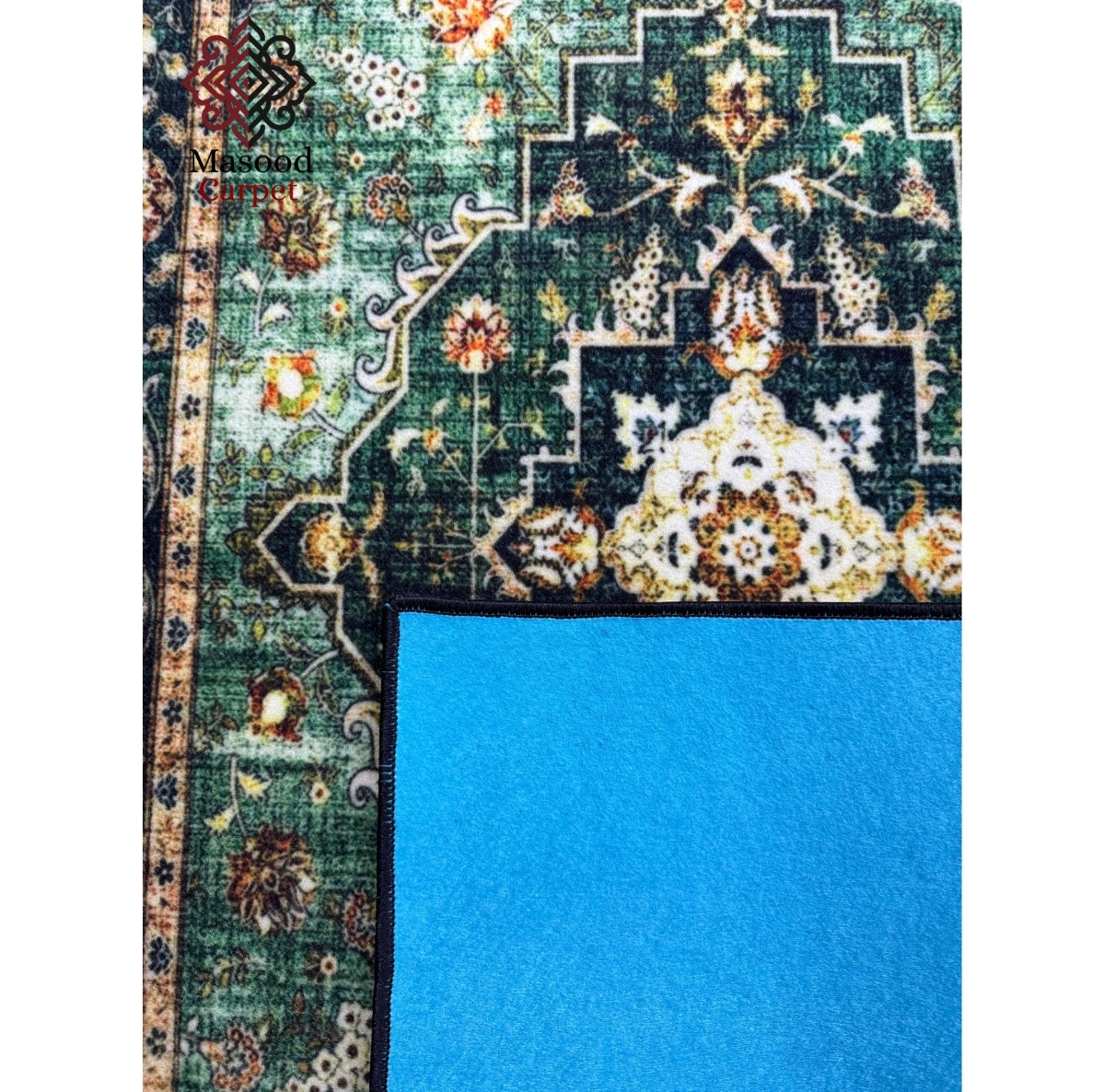 Green Traditional Printed Non-Woven Rug