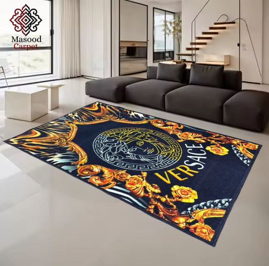 Black Versachi Non-Woven Rug