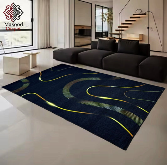 Digital Black Printed Non-Woven Rug
