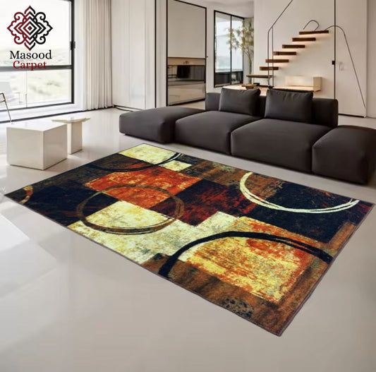 Digital Circle Printed Non-Woven Rug