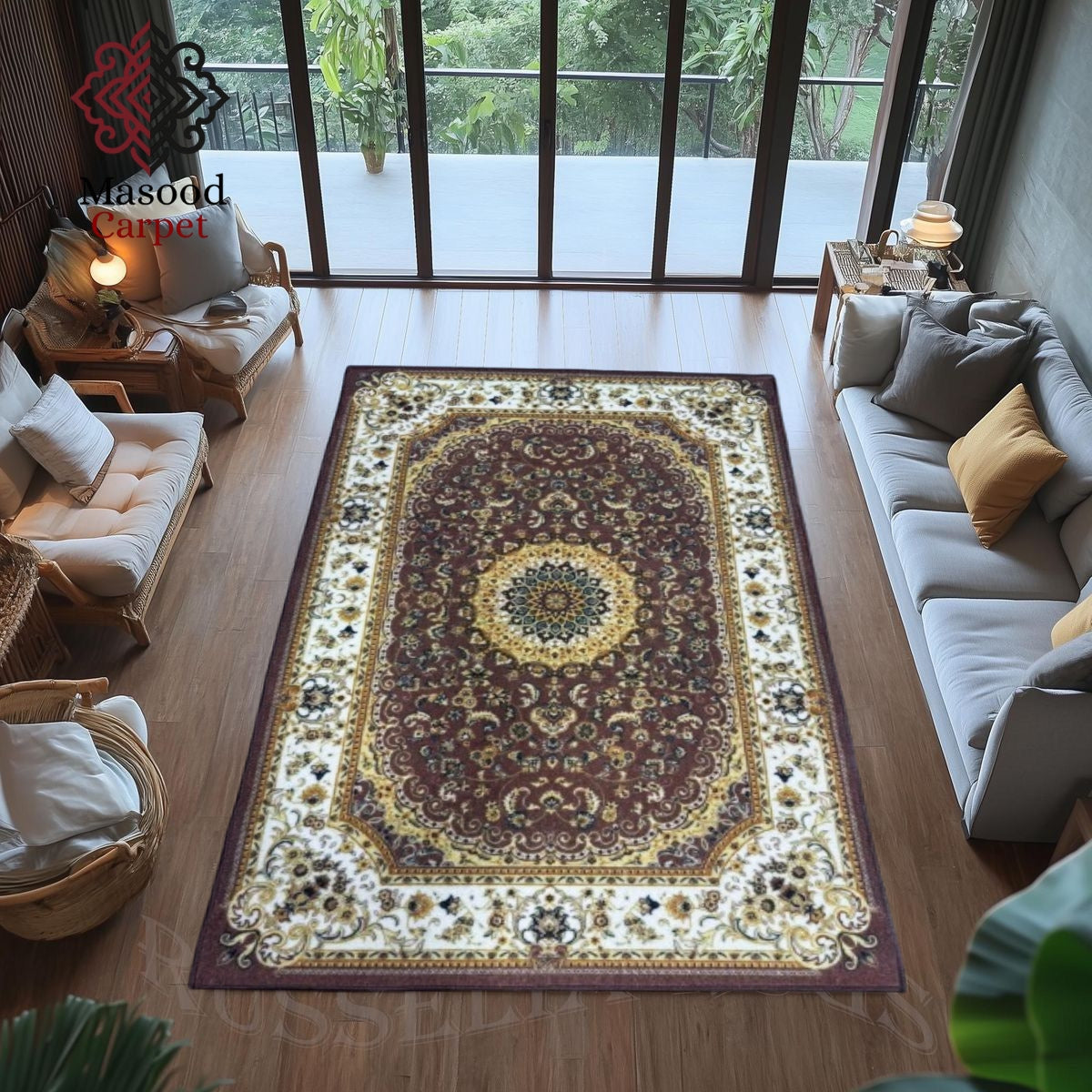 Brown Traditional Printed Rug