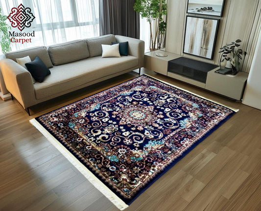 Black and Ferozi jute Rug