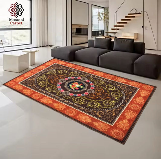 Brown Flowerel Non-Woven rug