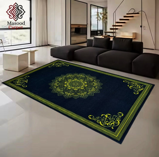 Digital Black Printed Non-Woven Rug