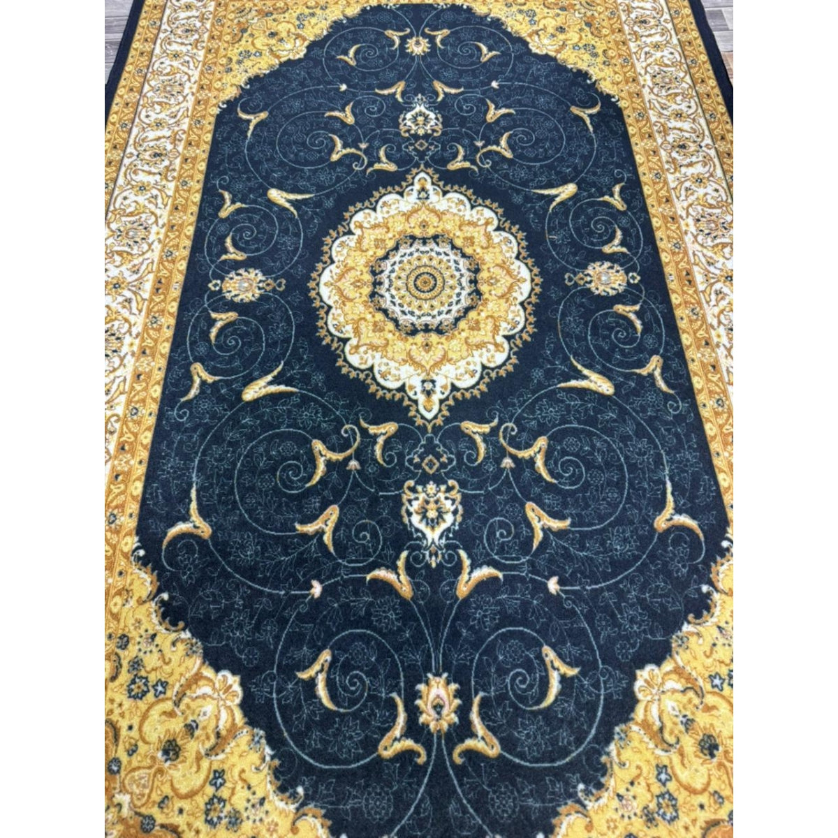 Black Golden Printed Rug