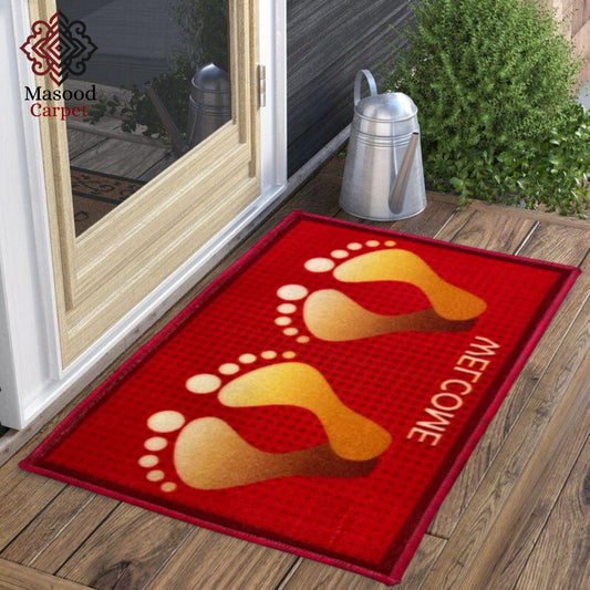 Red and Golden Urdu welcome door mat